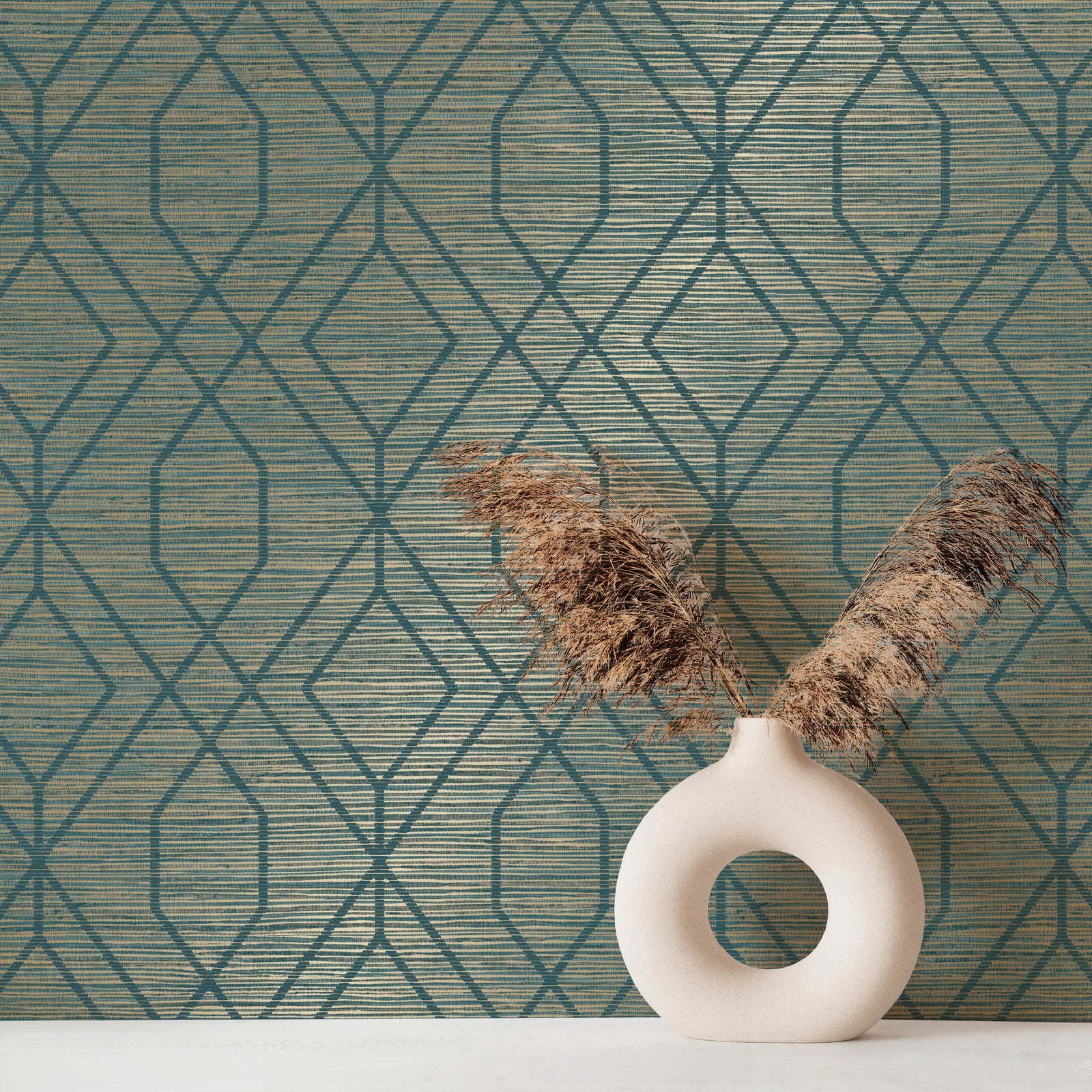 Fusion Trellis Teal Wallpaper | Seagrass Geometric Texture | M1773 ...