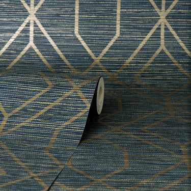 Fusion Trellis Navy Wallpaper | Seagrass Geometric | M1774