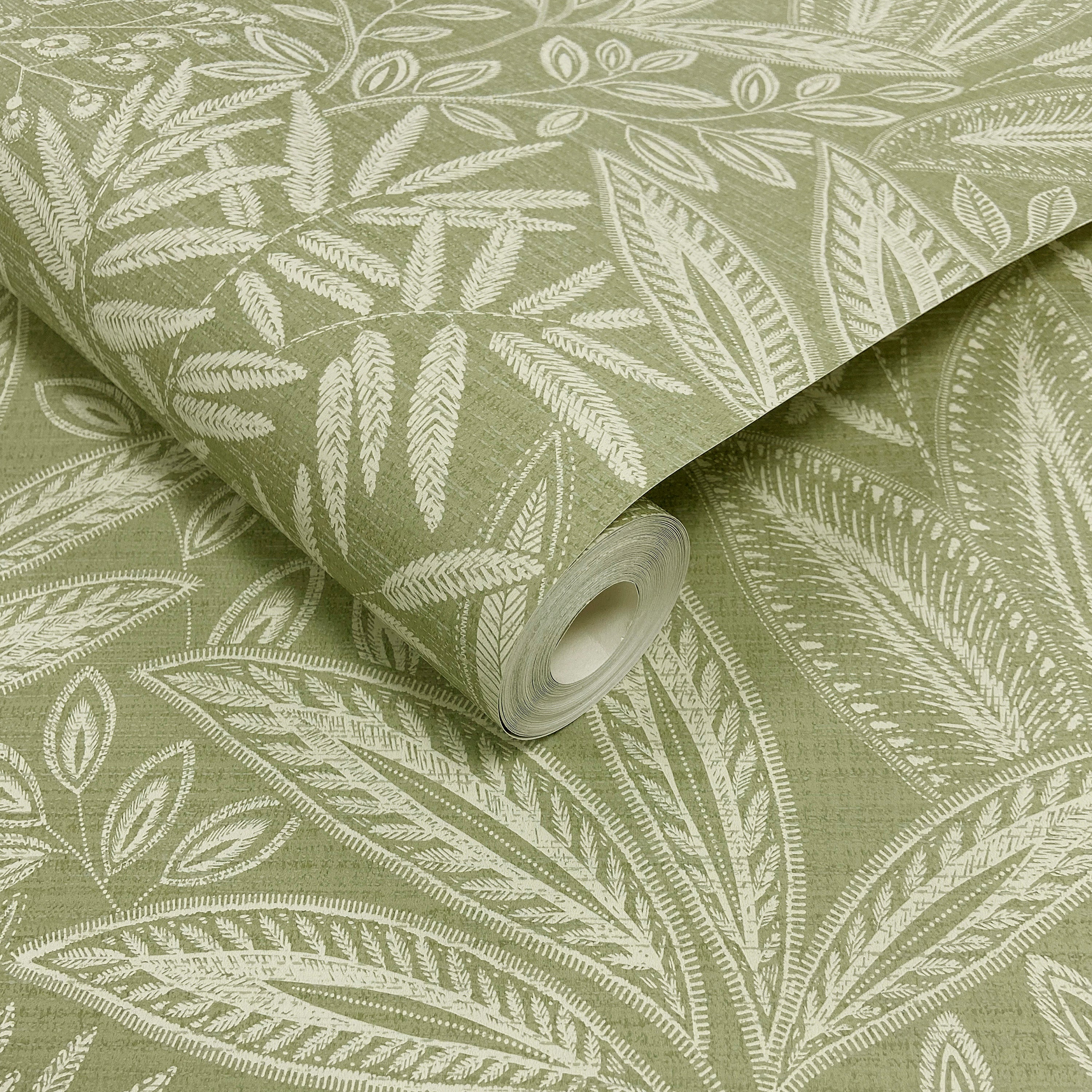 Sahara Leaf Fern Green Wallpaper