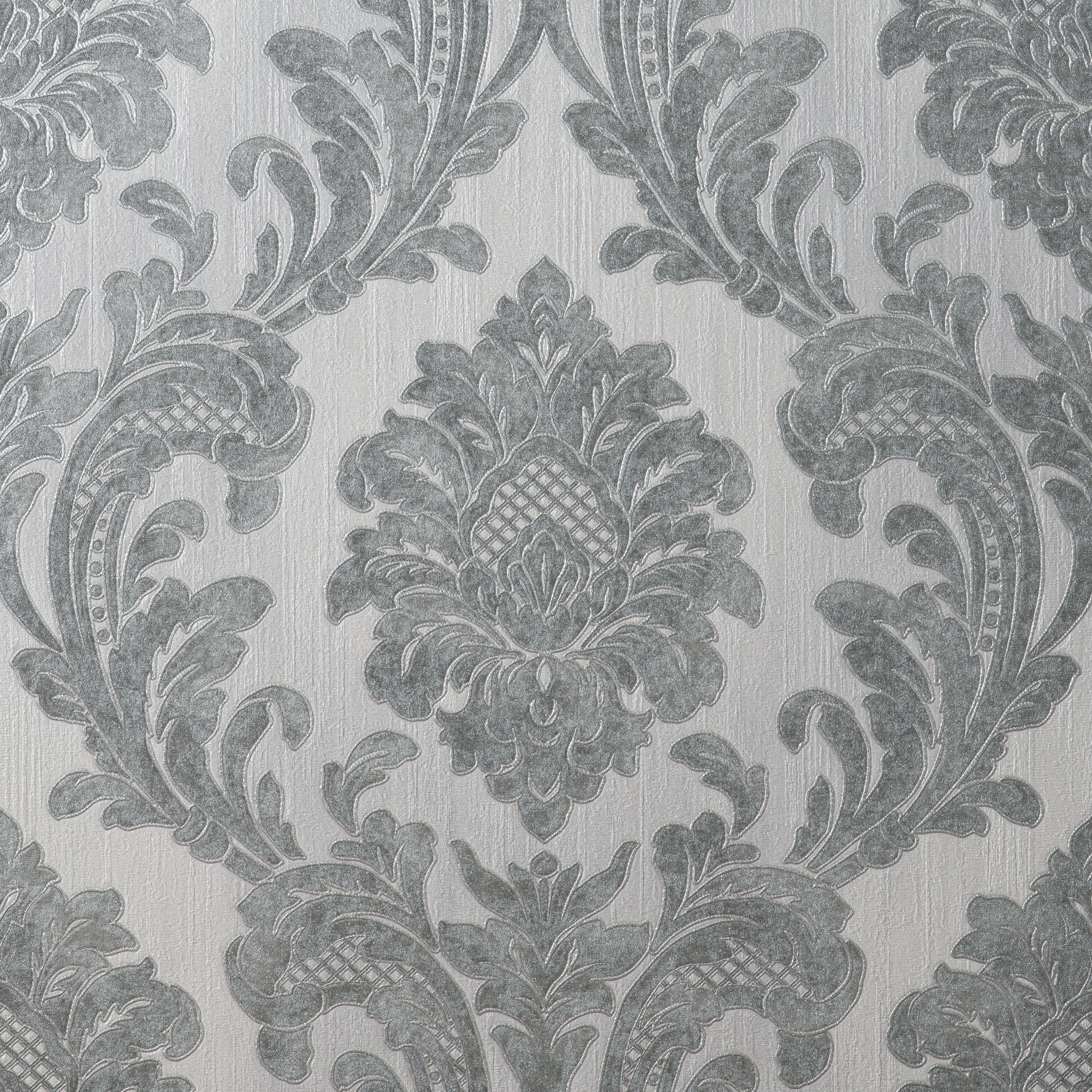 Milano Silver Damask Wallpaper | Vymura Wallcoverings | M95585