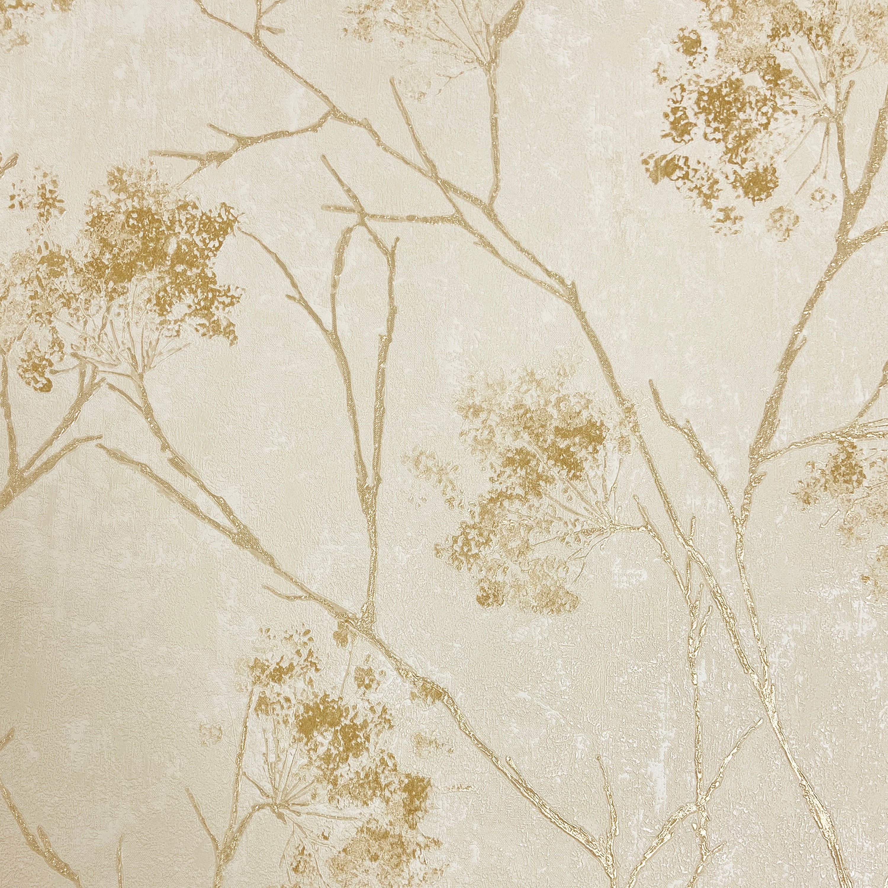 Sofia Sprig Gold Wallpaper | Floral Blossom Wallpaper | M95672