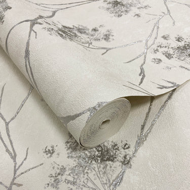 Sofia Sprig Silver Wallpaper | Floral Blossom Wallpaper | M95673