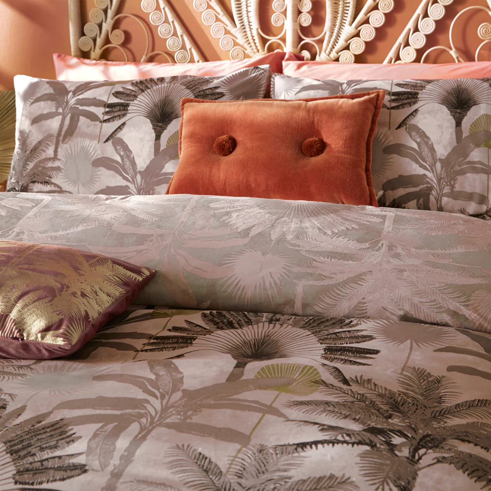 Malaysian Palm Duvet Cover Set Blush | Riva Home