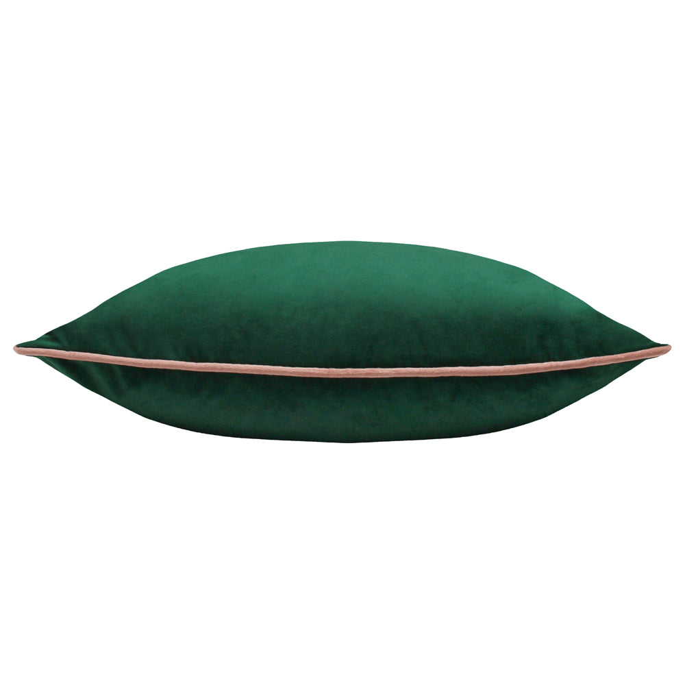 Meridian Velvet Cushion Emerald/Blush | Feather Filled | Riva Home