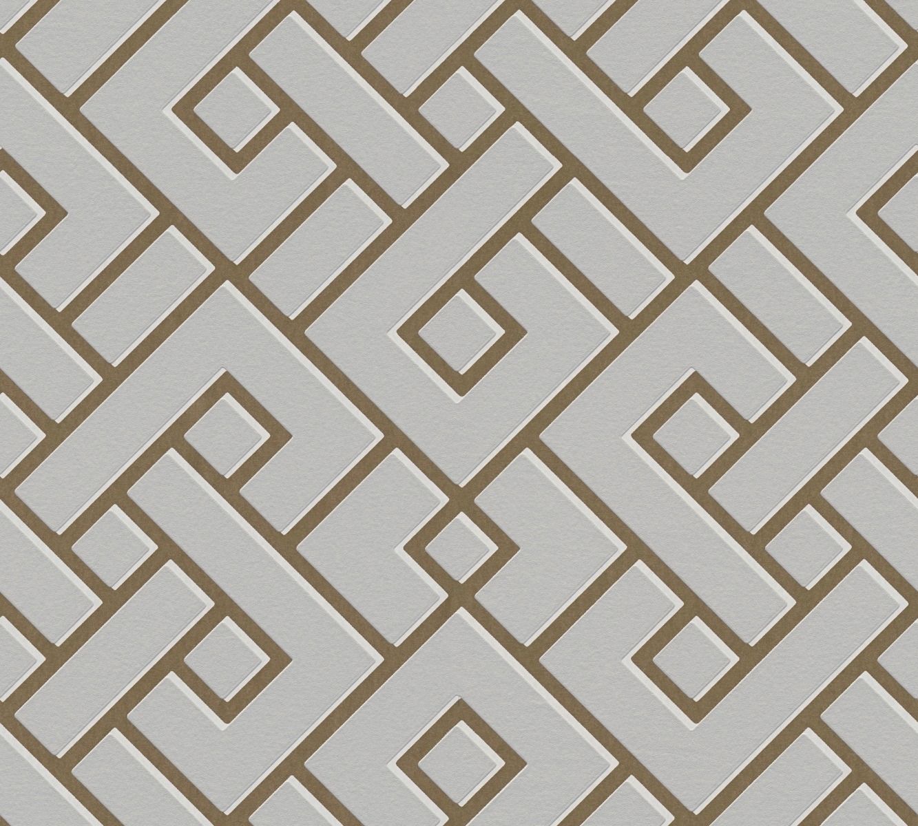 Metropolis Geo Grey and Gold Wallpaper