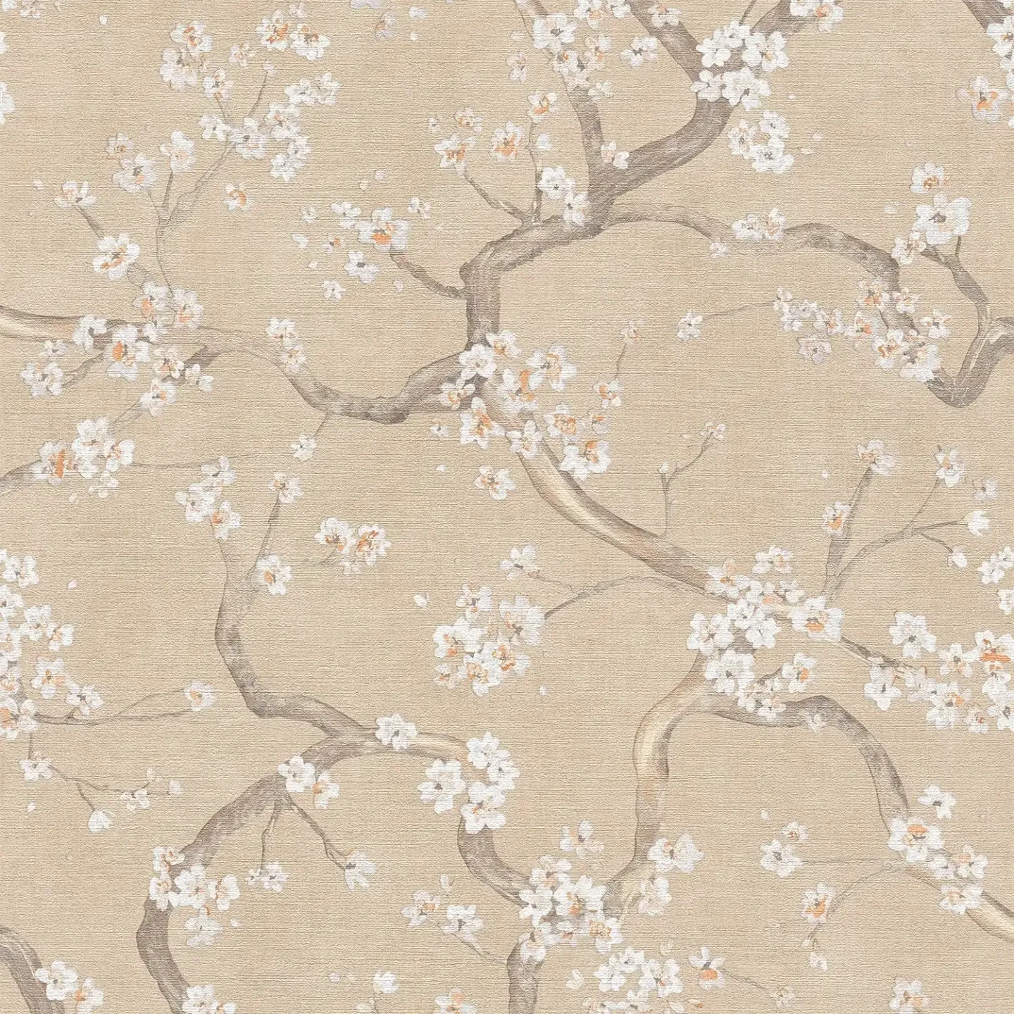 Cherry Blossom Beige Floral Wallpaper