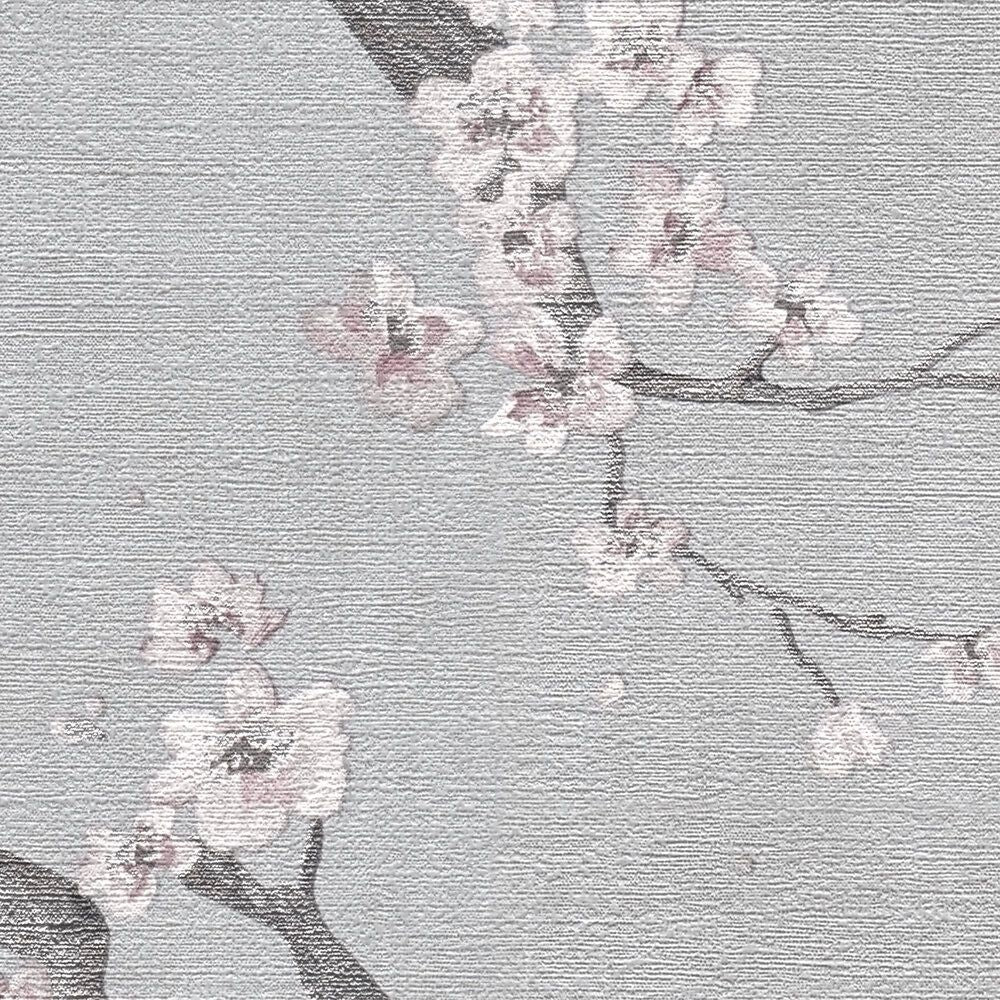 Cherry Blossom Grey & Lilac Wallpaper