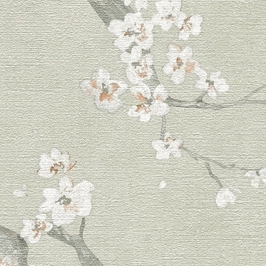 Metropolitan Stories Cherry Blossom Sage Wallpaper