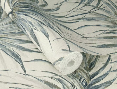 Noble Zen Bamboo Leaves Blue Wallpaper