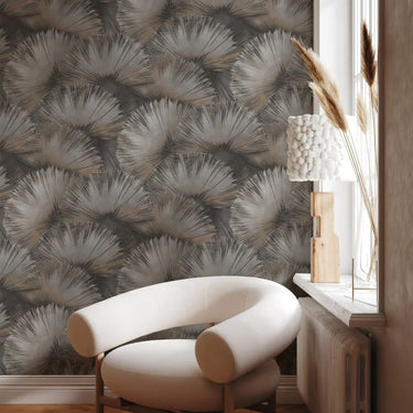 Opulenza Fan Charcoal and Gold Wallpaper

