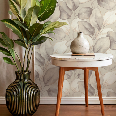 Opulenza Plaster Leaf Pattern Wallpaper

