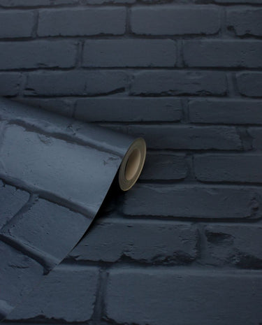 Painted Brick Navy Wallpaper

