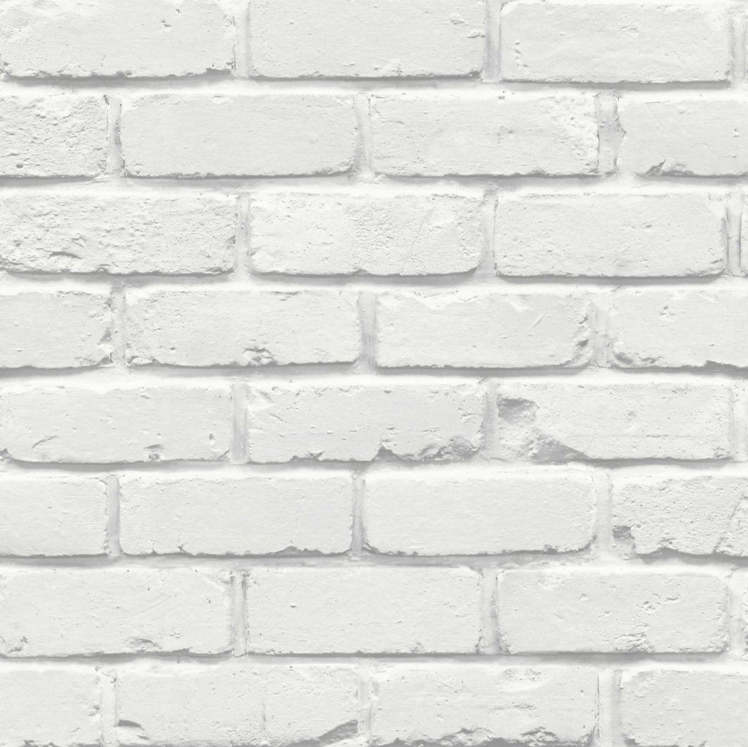 Painted Brick White Wallpaper