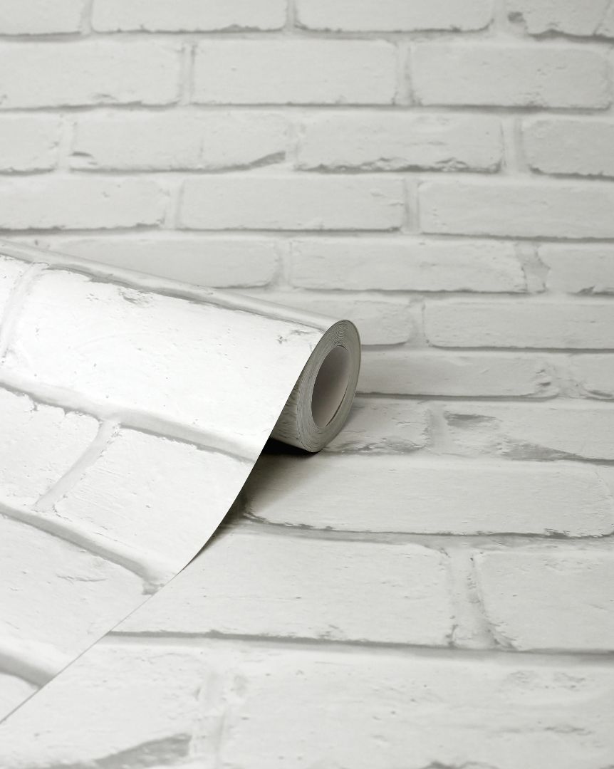Painted Brick White Wallpaper Detail