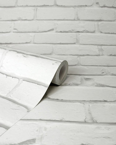 Painted Brick White Wallpaper

