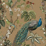 Peacock Woods Gold Wallpaper

