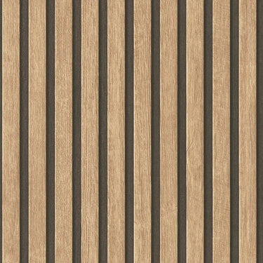 PintWalls II - Wood Effect Slats Brown &amp; Black Wallpaper