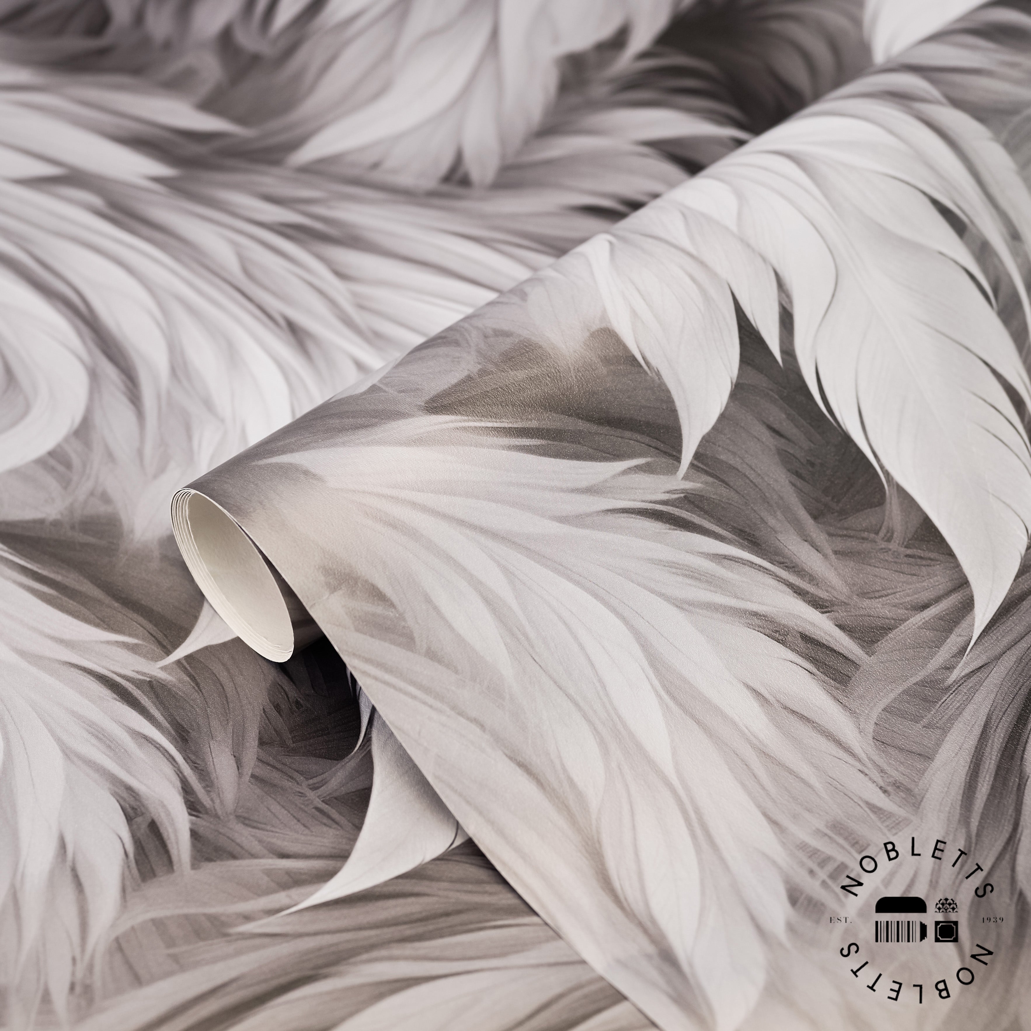 Plumes Black Wallpaper Room Scene