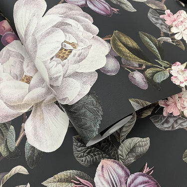 Pyrus Floral Black Wallpaper