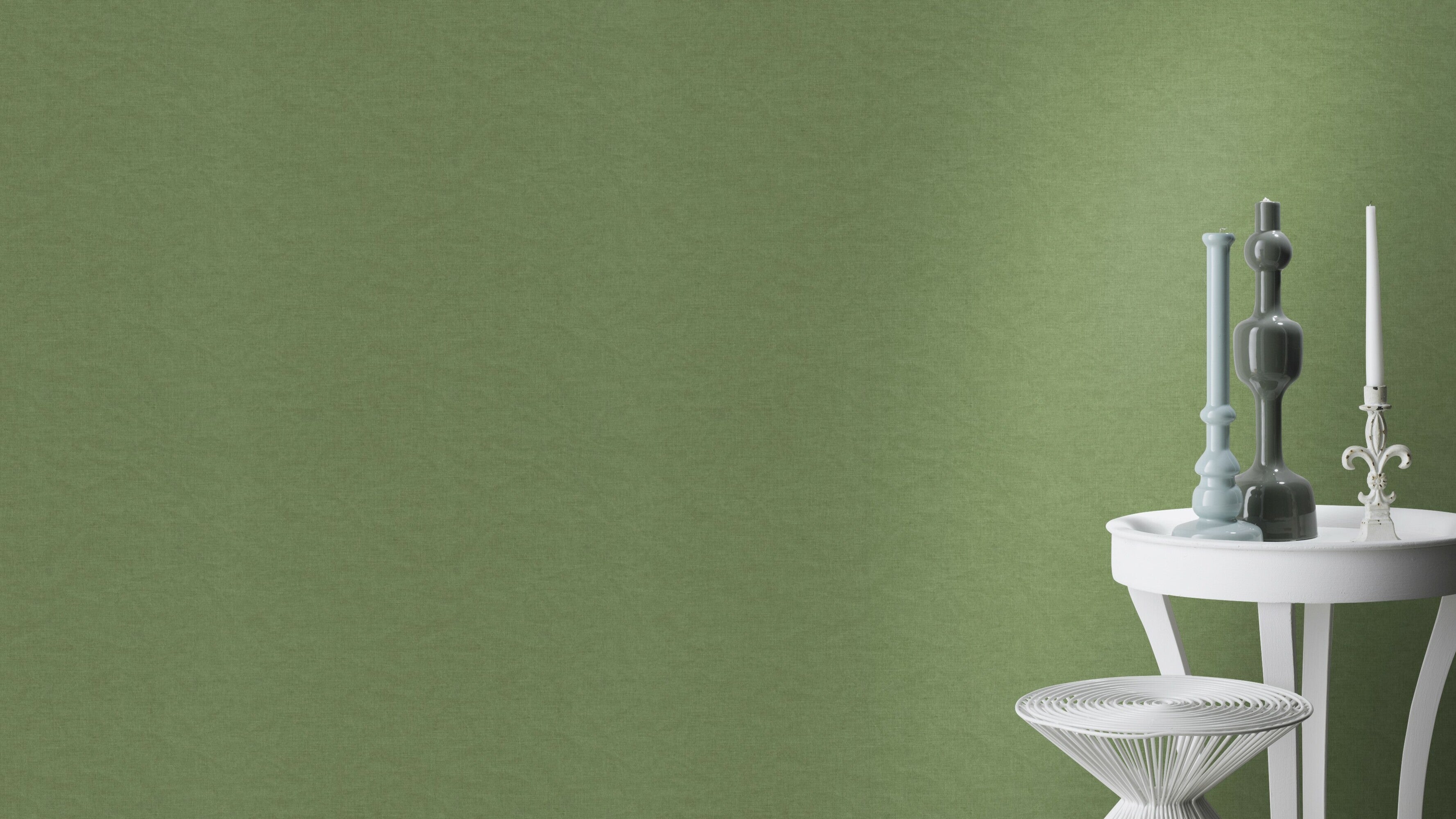 Freundin Linen Effect Green Wallpaper in room setting