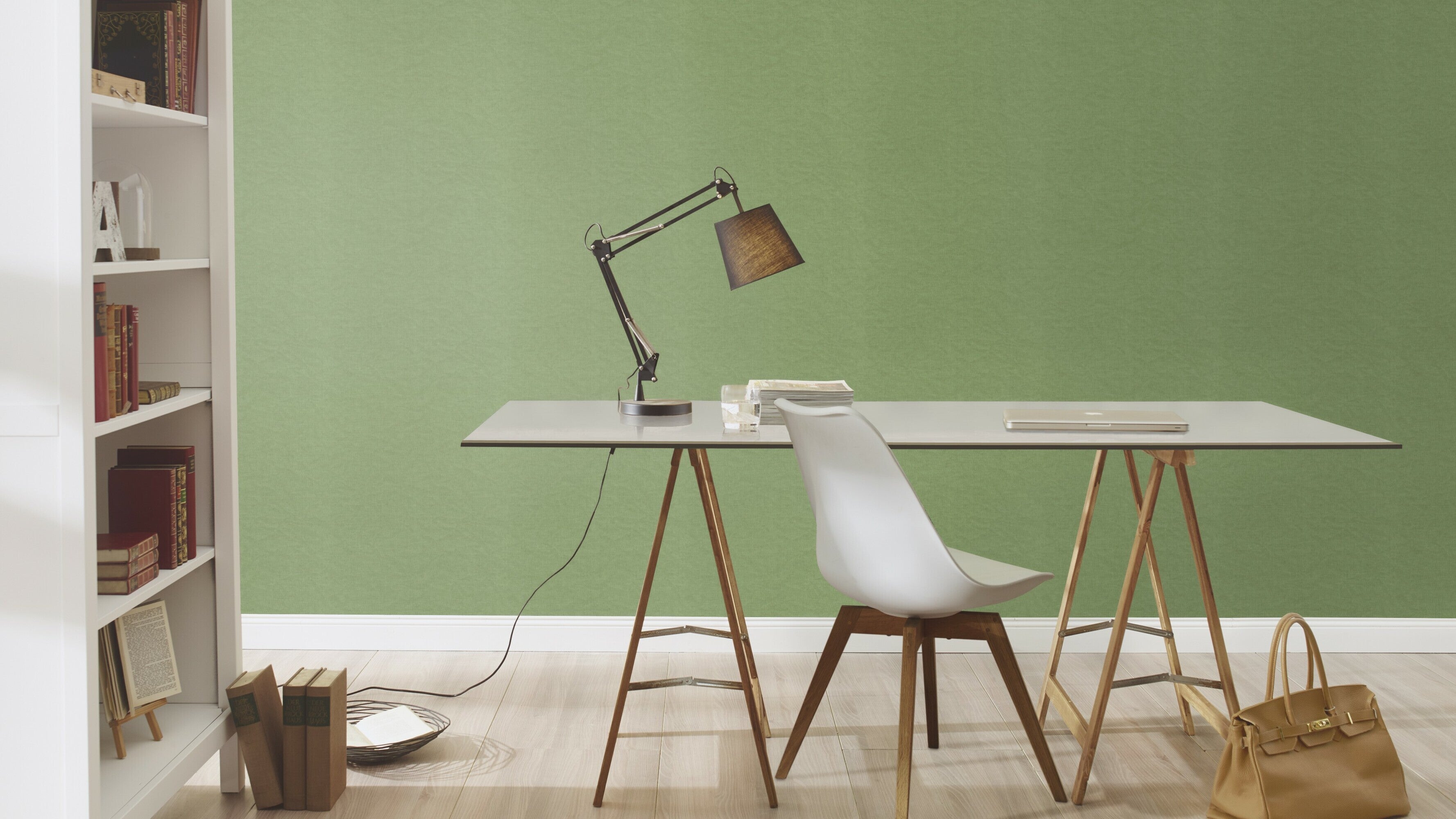 Freundin Linen Effect Green Wallpaper detail