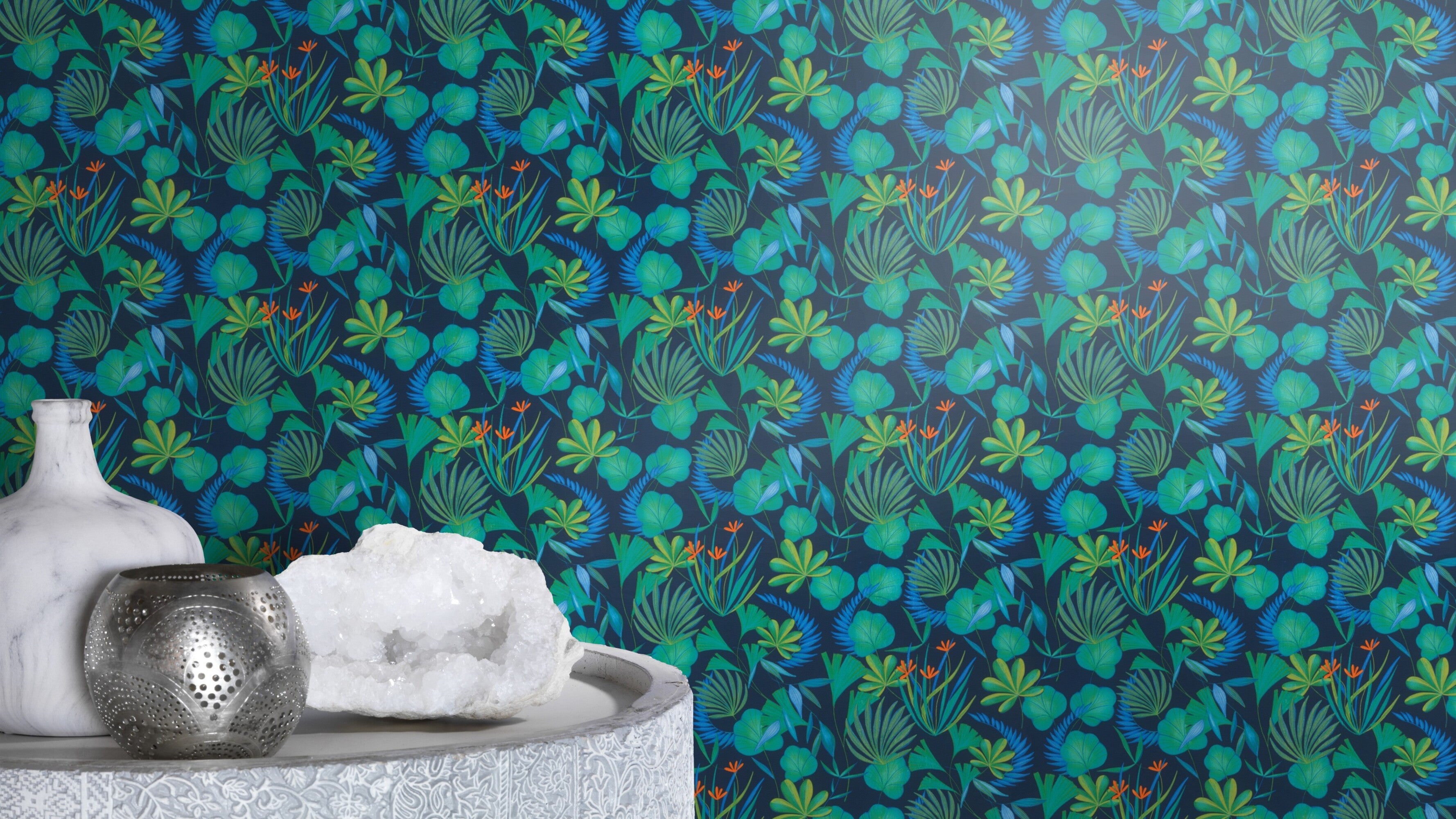Nobletts Botanical Blue Wallpaper | Tropical Theme Wallpaper | 466607 – Nobletts ...