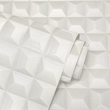 Romero 3D Metallic White Wallpaper
