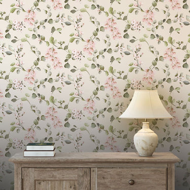 Rosalie Floral Cream &amp; Pink Wallpaper