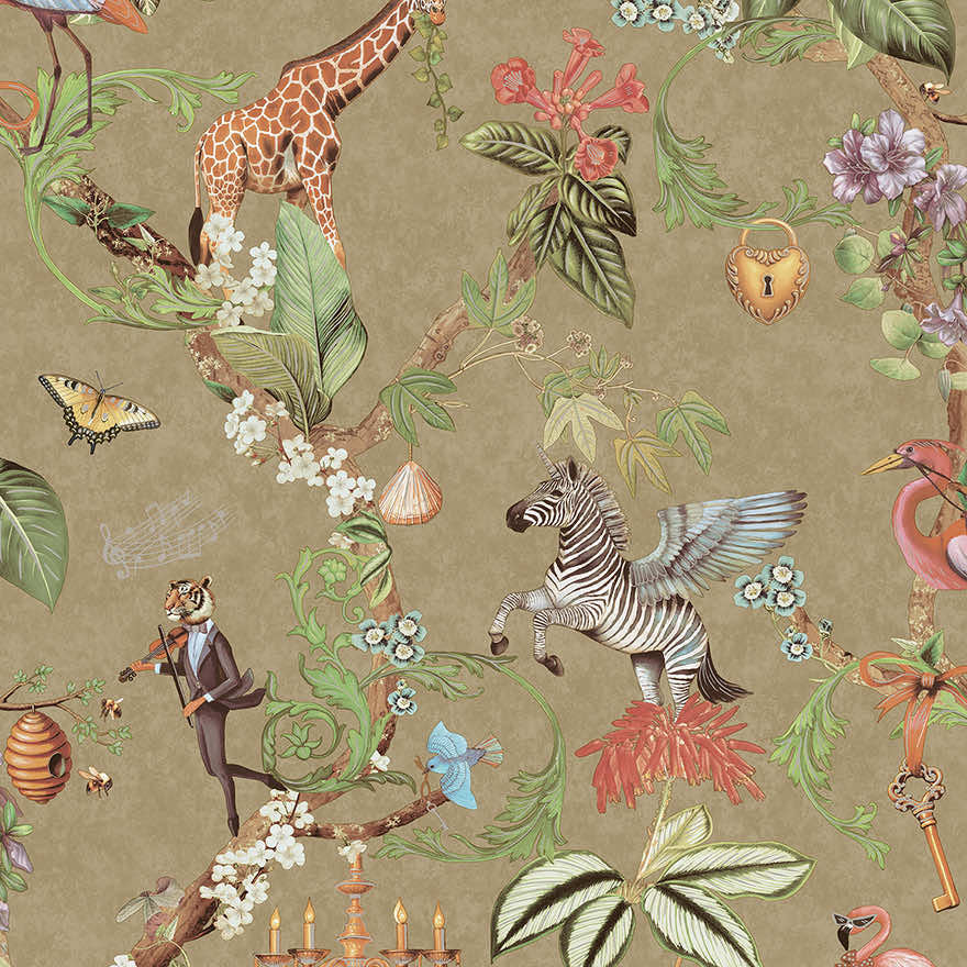 Safari Symphony Gold Wallpaper