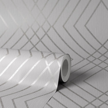 Shard Trellis Stone and Silver Wallpaper


