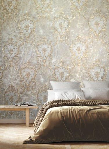 Sienna Damask Beige Wallpaper

