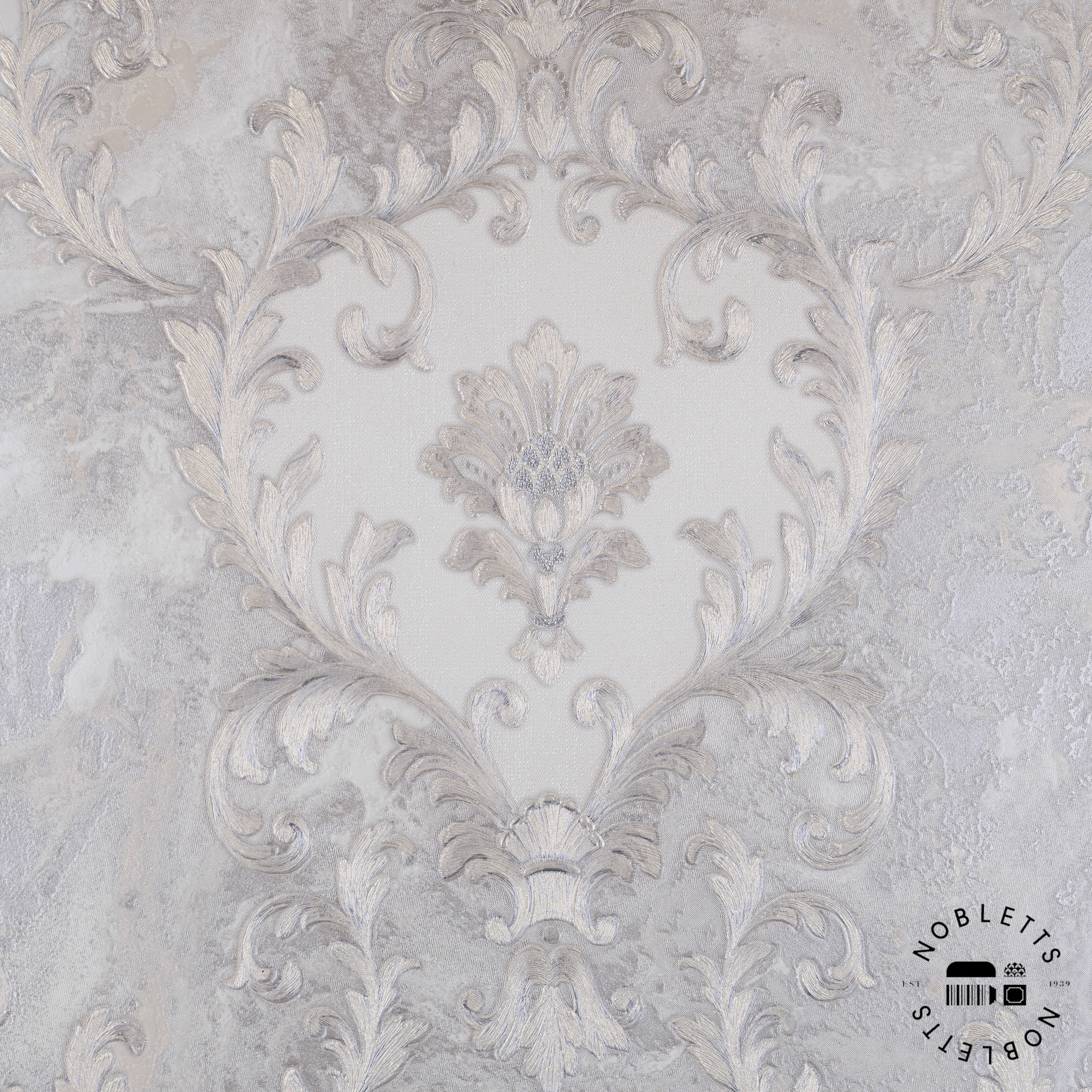 Sienna Damask Grey Wallpaper