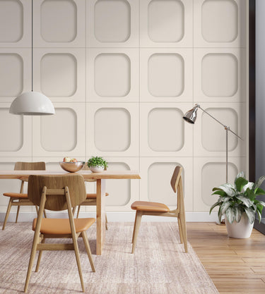 Sloane Retro Panel Stone Wallpaper