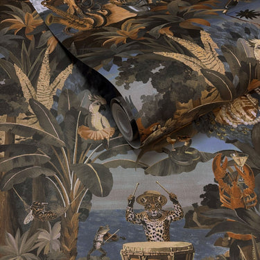Statement Animal Beach Party Navy Wallpaper