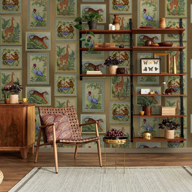 Statement Tropical Frames Gold Wallpaper