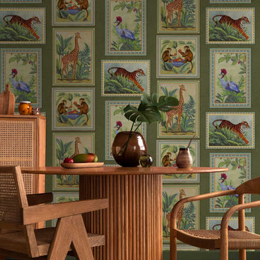 Statement Tropical Frames Green Wallpaper