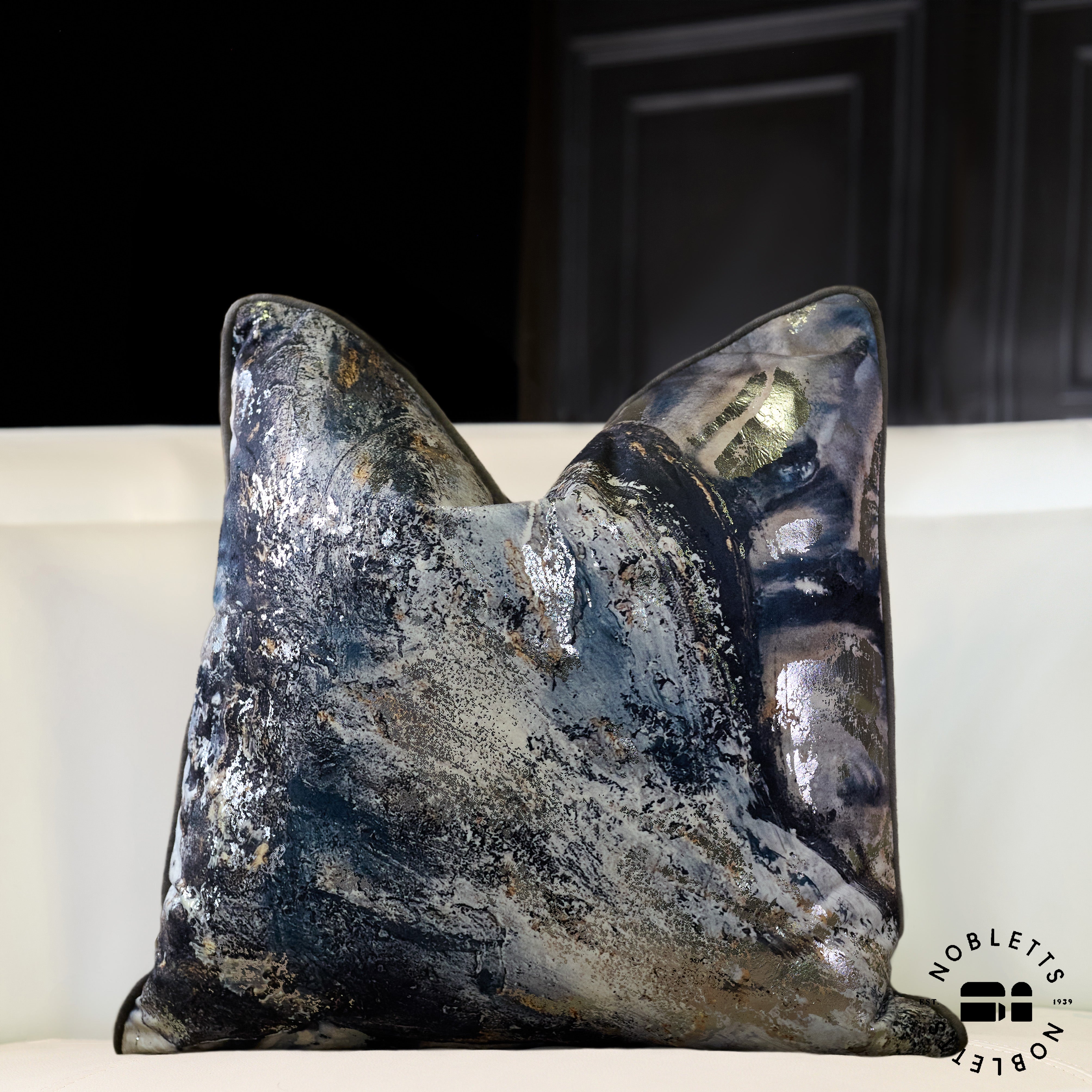 Storm Blue & Grey/Silver Cushion Detail
