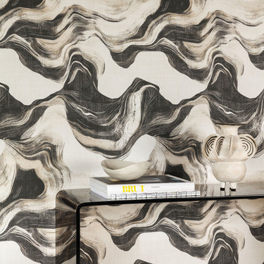 Structured Walls Artistic Brushstrokes Black Wallpaper