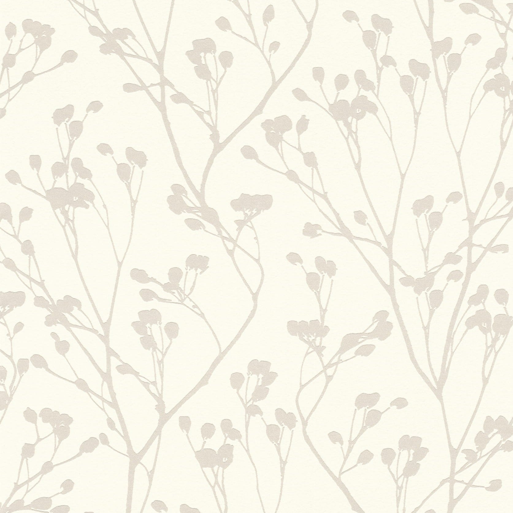 Sofia Metallic Meadow White Wallpaper | Floral Wallpaper | 639767