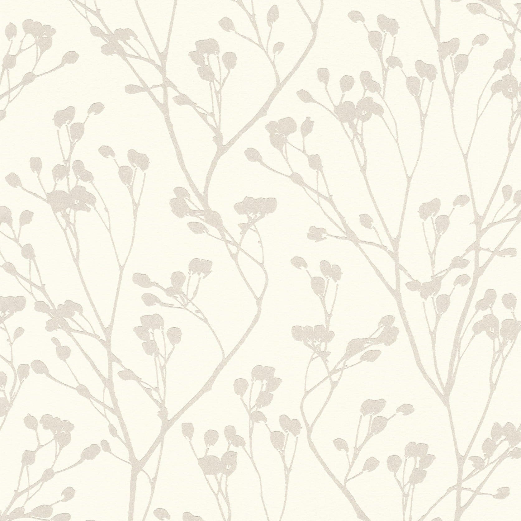 Sofia Metallic Meadow White Wallpaper