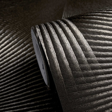 The Trend Spectrum - Modern Geo Black & Silver Metallic Wallpaper