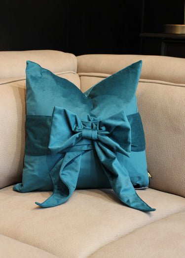 Paul Moneypenny TiedUp Teal Cushion