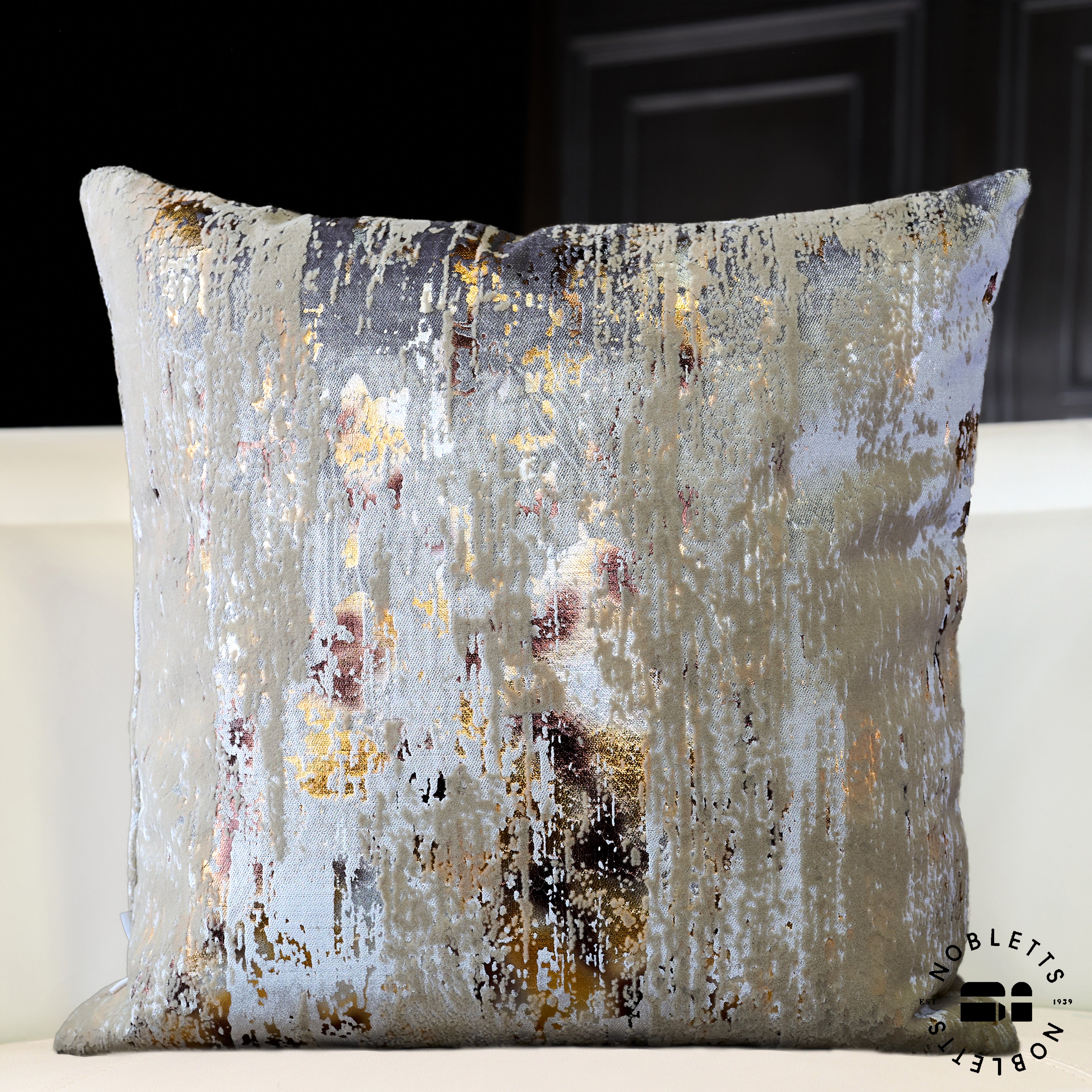 Torcello Silver Cushion | Feather Filled Cushion | Nobletts