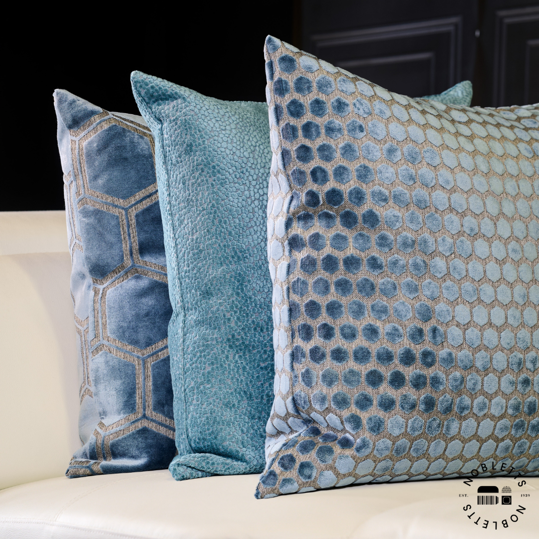 Blue and silver cushions hot sale