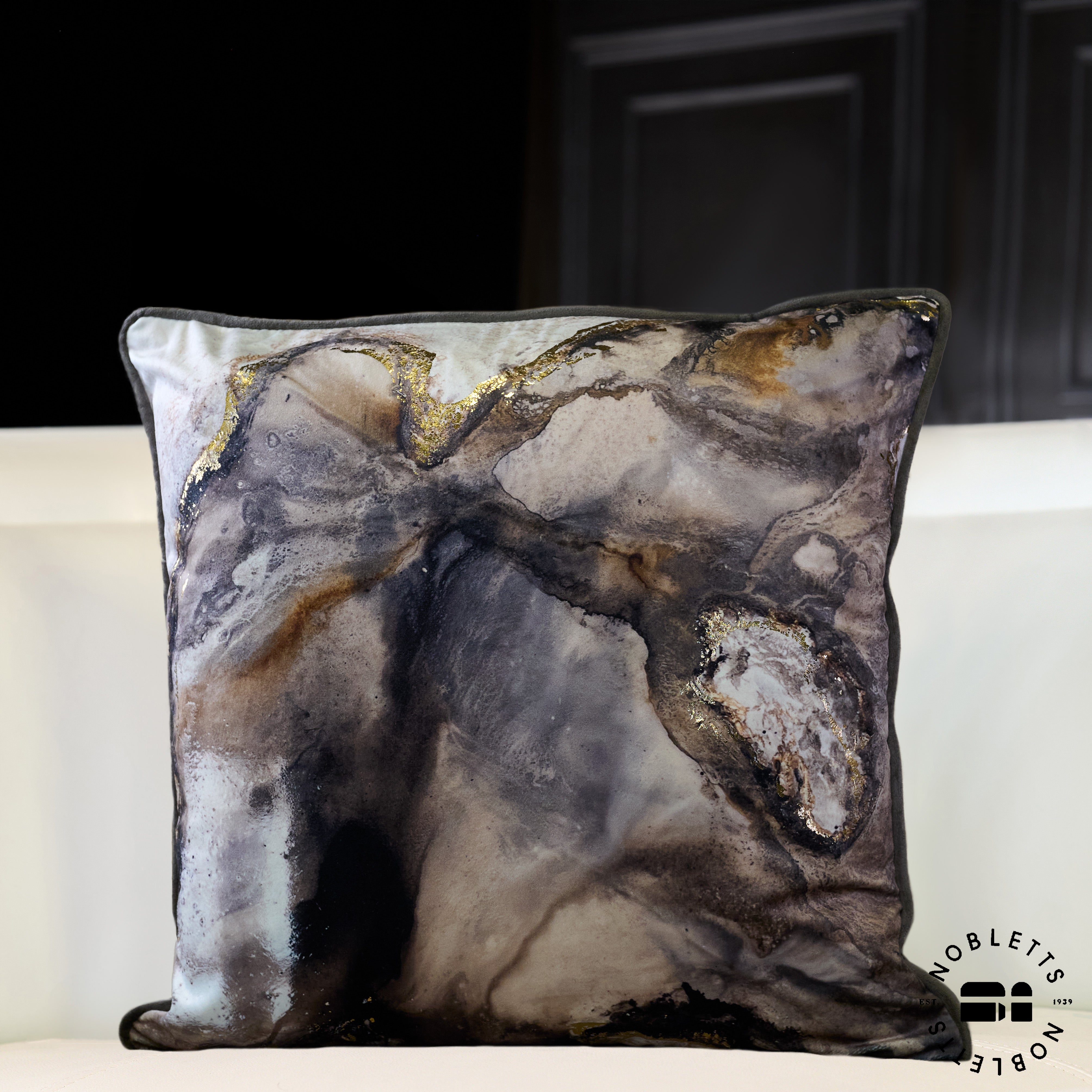 Utopia Grey & Gold Cushion | Feather Filled Quality Cushion