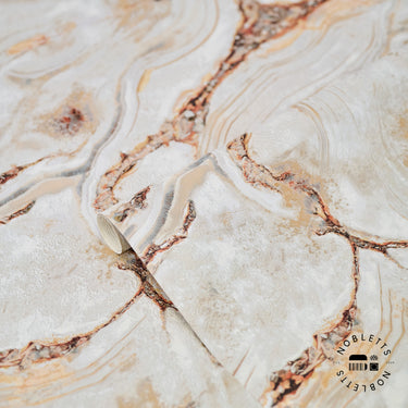Vasari - Palmetto Marble Natural & Rust Wallpaper | 529418