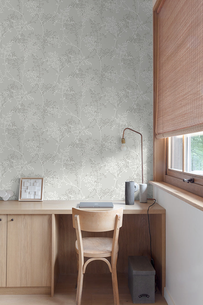 Vertical Art Whispering Meadow Wallpaper Grey Detail