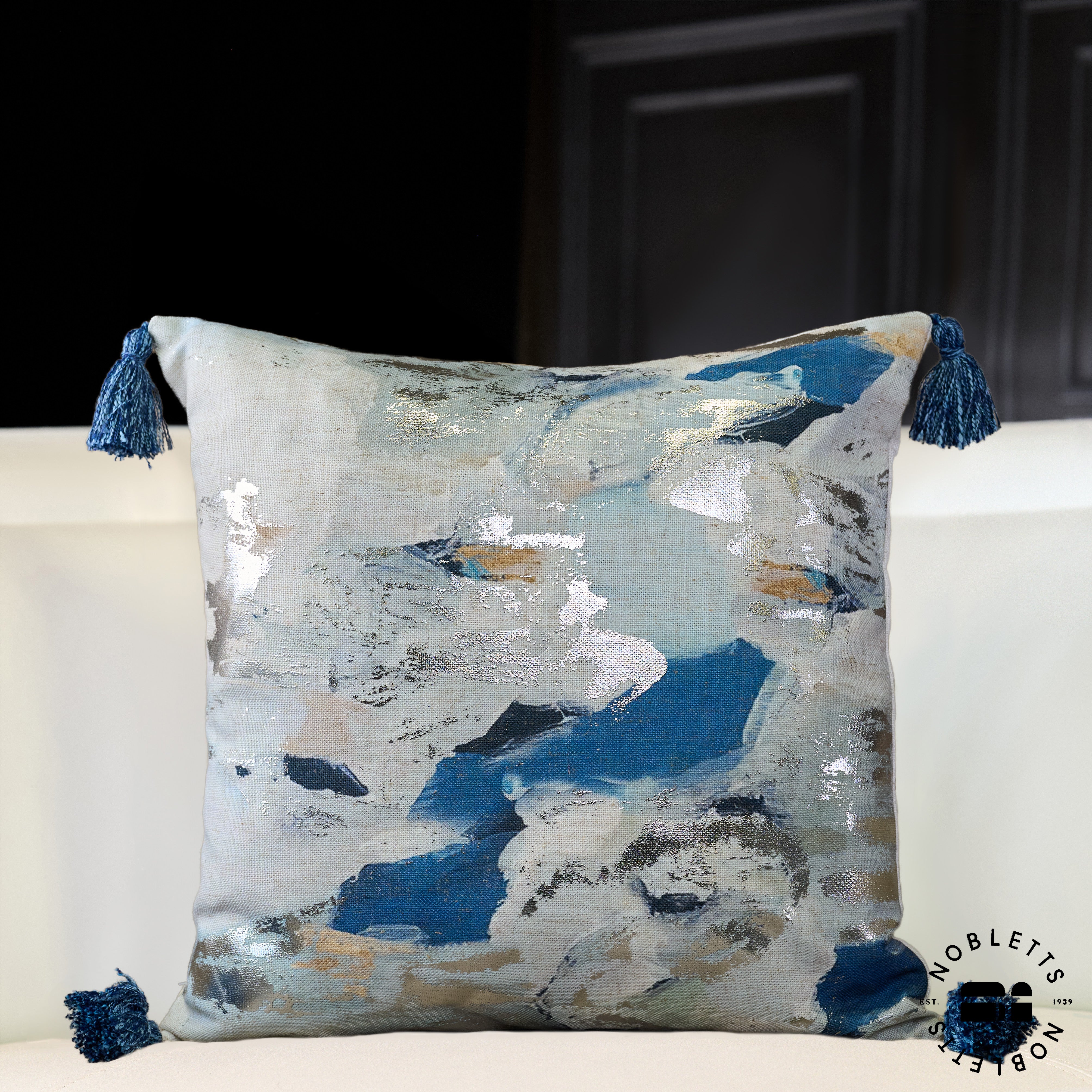 Navy Blue and Silver Cushions - Vision Blue Cushion 45x45 - Malini
