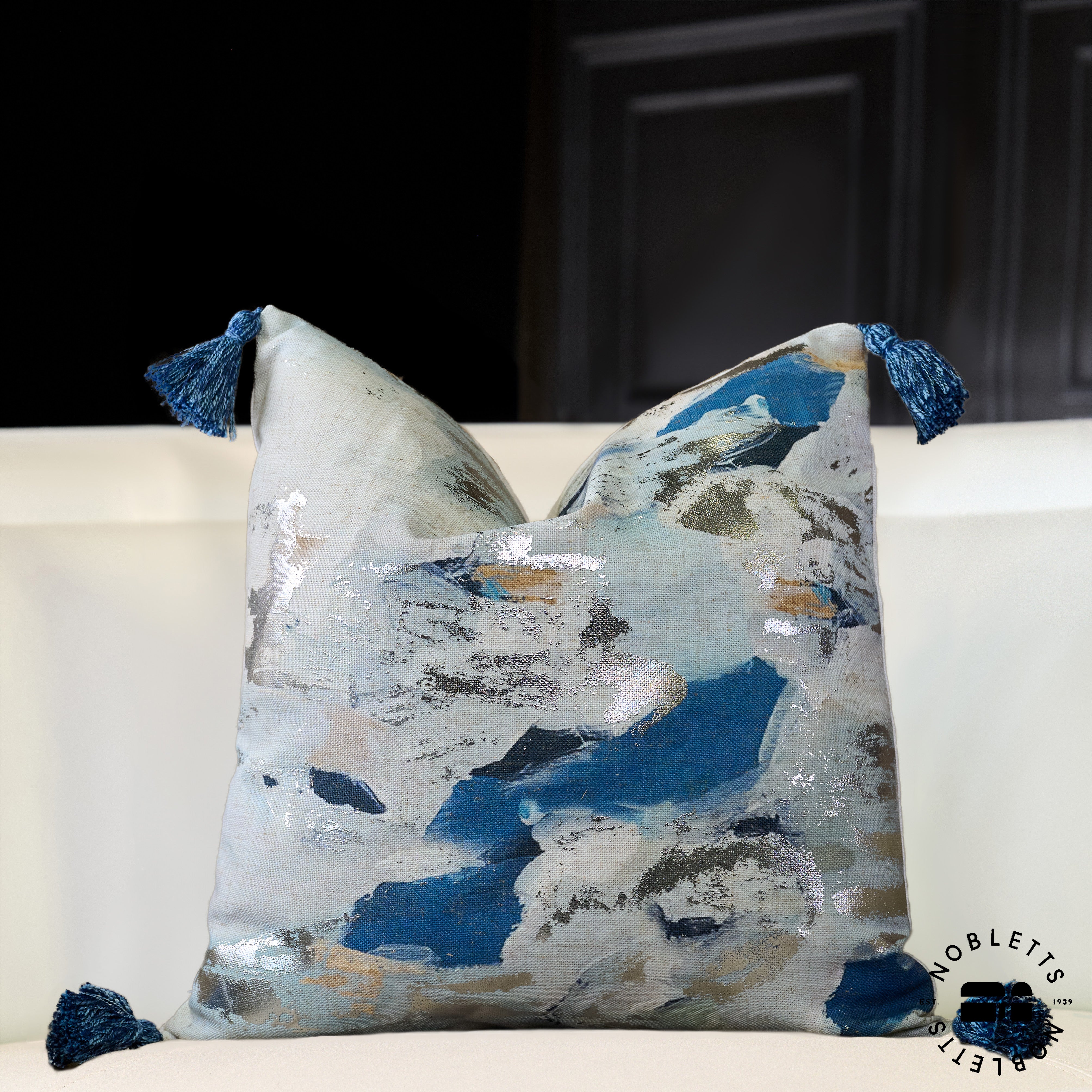 Navy Blue and Silver Cushions - Vision Blue Cushion 45x45 - Malini
