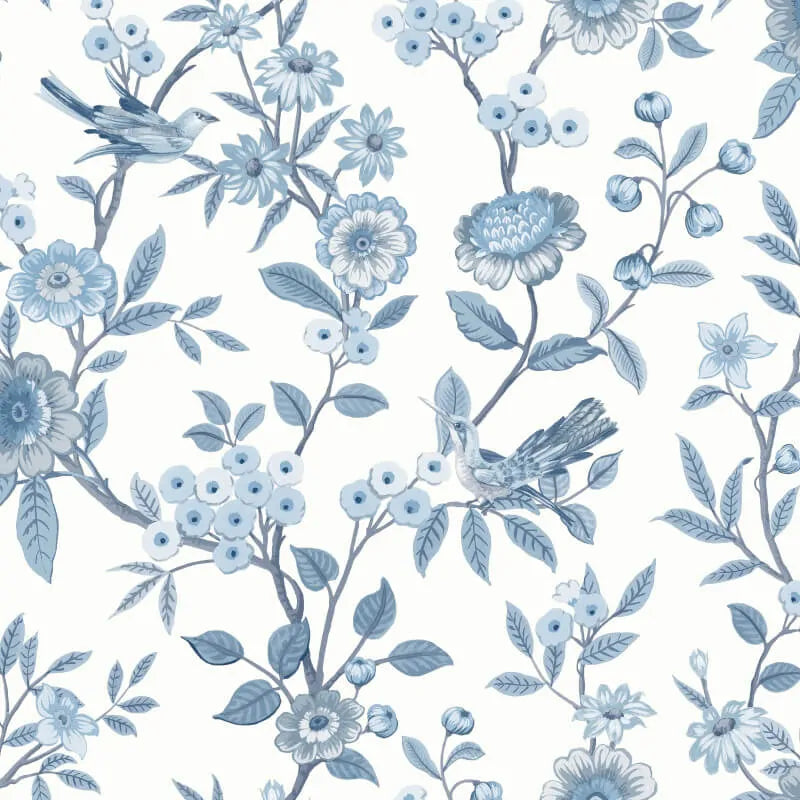 Nobletts Eleanor Blue Floral Wallpaper - Floral Wallpaper - Nobletts – Nobletts ...